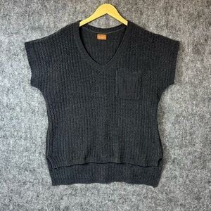 POL Charcoal Knit Short Sleeve Top Size Medium